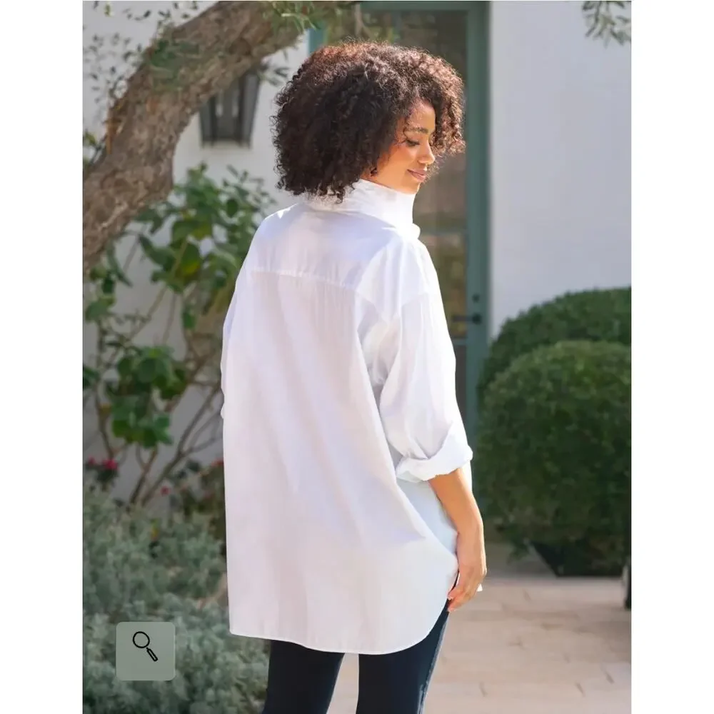 Frank & Eileen Mackenzie Shirt Button-Up One Size White Long sleeve Coastal Boho - Picture 3 of 10